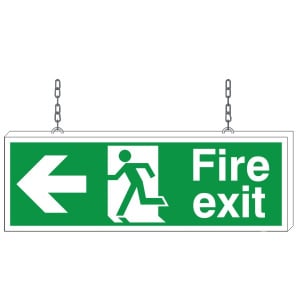 Double Sided Fire Exit Right or Left Foamex Running Man Sign 150x400mm