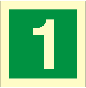 Stairway Identification Luminous Sign Number 1 - 100 x100mm