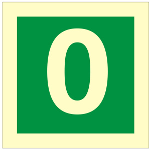 Stairway Identification Luminous Sign Number 0 - 100x100mm