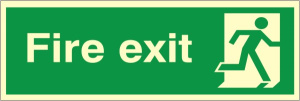 Luminous PVC Fire Exit Final Exit (No Arrow) Running Man Sign 100x300mm