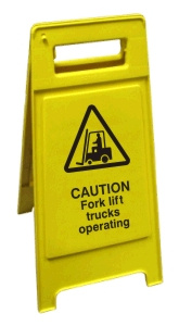 Warning Fork Lift Trucks Operating Free-Standing Sign