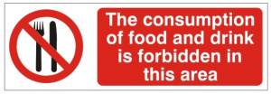 Forbidden Of Food And Drink Sign - 300x100mm