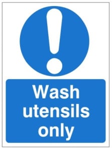 Wash Utensils Only Sign - 150x200mm