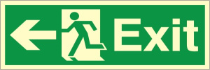 Luminous PVC Exit Left Running Man Sign 100x300mm