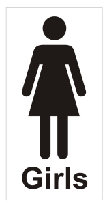 Female Text Toilet Door Sign - 100x200mm
