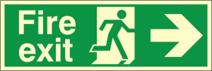 Luminous PVC Fire Exit Right Running Man Sign 100x300mm
