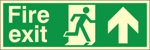 Luminous PVC Fire Exit Up/Forward Running Man Sign 100x300mm