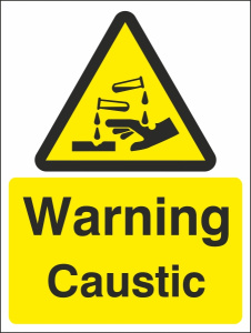 Warning Caustic Sign - 150mm Wide x 200mm High 