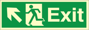 Luminous PVC Exit Up & Left Running Man Sign 100x300mm