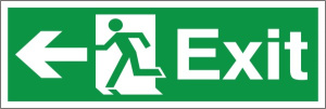 PVC Exit Left Running Man Sign 100x300mm