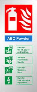 ABC Powder Fire Extinguisher Stainless Steel Effect ID Sign