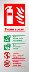 Foam Fire Extinguisher Stainless Steel Effect ID Sign
