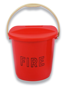 Plastic 2 Gallon 'D' Type Fire Bucket & Lid