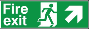 PVC Fire Exit Up & Right Running Man Sign 100x300mm