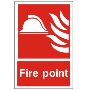 White Rigid PVC Fire Point Sign 150mm Wide x 200mm High