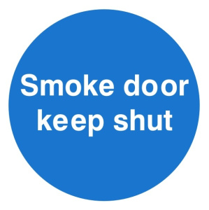 Smoke Door Keep Shut Sign C/W Self Adhesive 100mm x 100mm