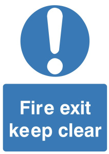 Fire Exit Keep Clear C/W Self Adhesive 150mm x 200mm