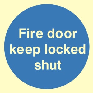 Fire Door Keep Locked Shut Sign C/W Self Adhesive