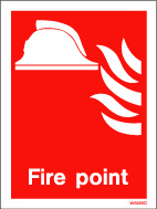 White Rigid PVC Fire Point Sign 150mm Wide x 200mm High