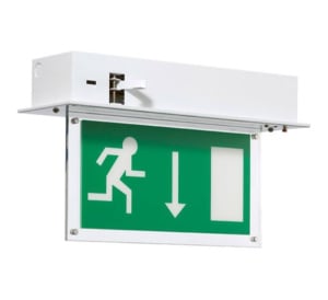 Advanced Blade-LED Exit Sign - Addressable - Recessed - Double Sided - ISO Arrow Down - White (BLED/M3/P/R/AD/ISO)