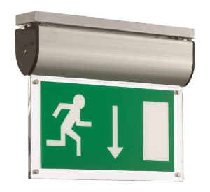 Advanced Blade-LED Exit Sign - Addressable - Surface Mount - Double Sided - ISO Arrow Down - White (BLED/M3/P/AD/ISO)