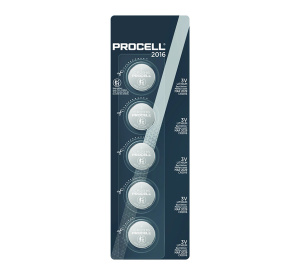 Duracell Procell Lithium Button Cell CR2016 3V 85mAh Battery (Pack of 5)