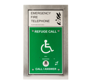 Cameo Combined Green Disabled Refuge & S/Steel Fire Telephone Outstation, Flush Mount - Loop Wired (CRT/GSF/L)