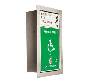 Cameo Combined Green Disabled Refuge & S/Steel Fire Telephone Outstation, Flush Mount - Loop Wired (CRT/GSF/L)