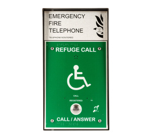 Cameo Combined Green Disabled Refuge & S/Steel Fire Telephone Outstation, Surface Mount, Radial Wired (CRT/GSS/R)