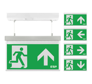ESP Duceri 3W LED IP20 Emergency Hanging Exit Sign - Lithium Battery - All Legends (D330AWH)