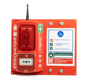 Evacuator Site Alarm Scaffold Mounting Board with Fire Action Notice (FMCEVAMB2)