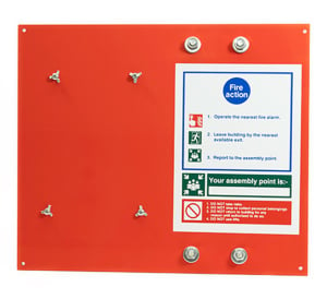 Evacuator Site Alarm Scaffold Mounting Board with Fire Action Notice (FMCEVAMB2)