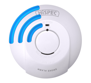Hispec RF Pro Mains Powered Radio-Interlink Optical Smoke Alarm with Rechargeable Back-Up Battery