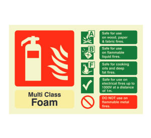 MultiCHEM Fire Extinguisher Identification Sign - Photoluminous Rigid PVC - (Landscape) 150mm x 100mm