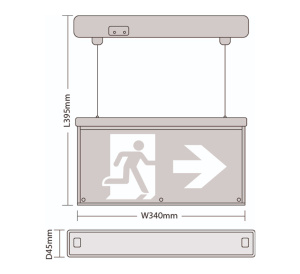 BLE WESTON Hanging Exit Sign with Self Test c/w Down Arrow Legend (EL-131850)